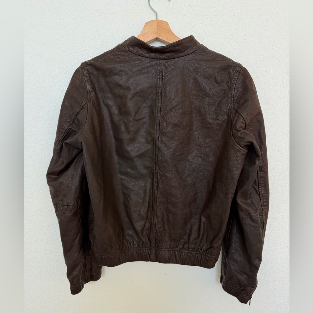 Madewell Leather Aviator Bomber Jacket in Brown Size Small - Picture 4 of 10